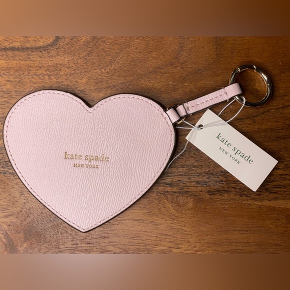 KATE SPADE Pink Leather Heart Bag Charm “ever fallen in love” w/Dustbag - Picture 2 of 4